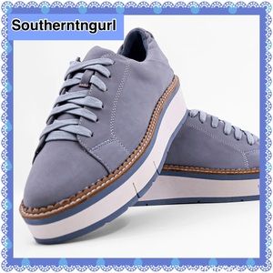 NWT SHUSHOP ”Shea” Suede Blue Color Blocked Platforms Lightweight Sneakers